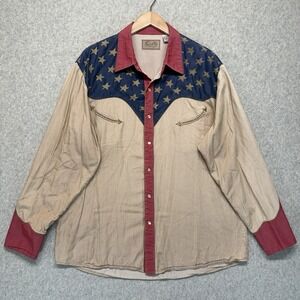 Vintage Scully Womens Size 8 Western Shirt USA Flag Stars Snap Front